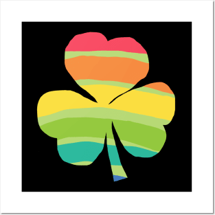 Shamrock of Rainbow Stripes for St Patricks Day Posters and Art